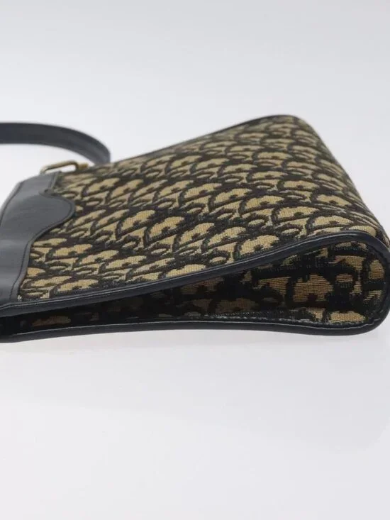 Christian Dior Trotter Canvas Shoulder Bag Navy Gold Auth BA3029 - Picture 4 of 16